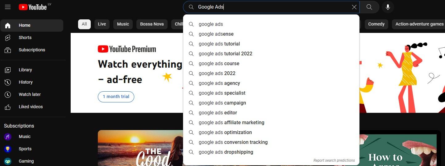 Youtube saistītie meklējumi
